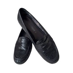 AQUATALIA Wacky Weatherproof Penny Loafer Embossed Croc Patent Leather Italy 7.5